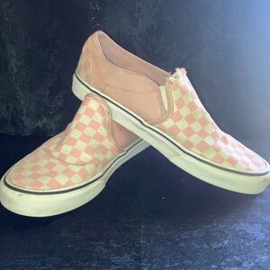 Vans Pink Checkered Slip-On Sneakers